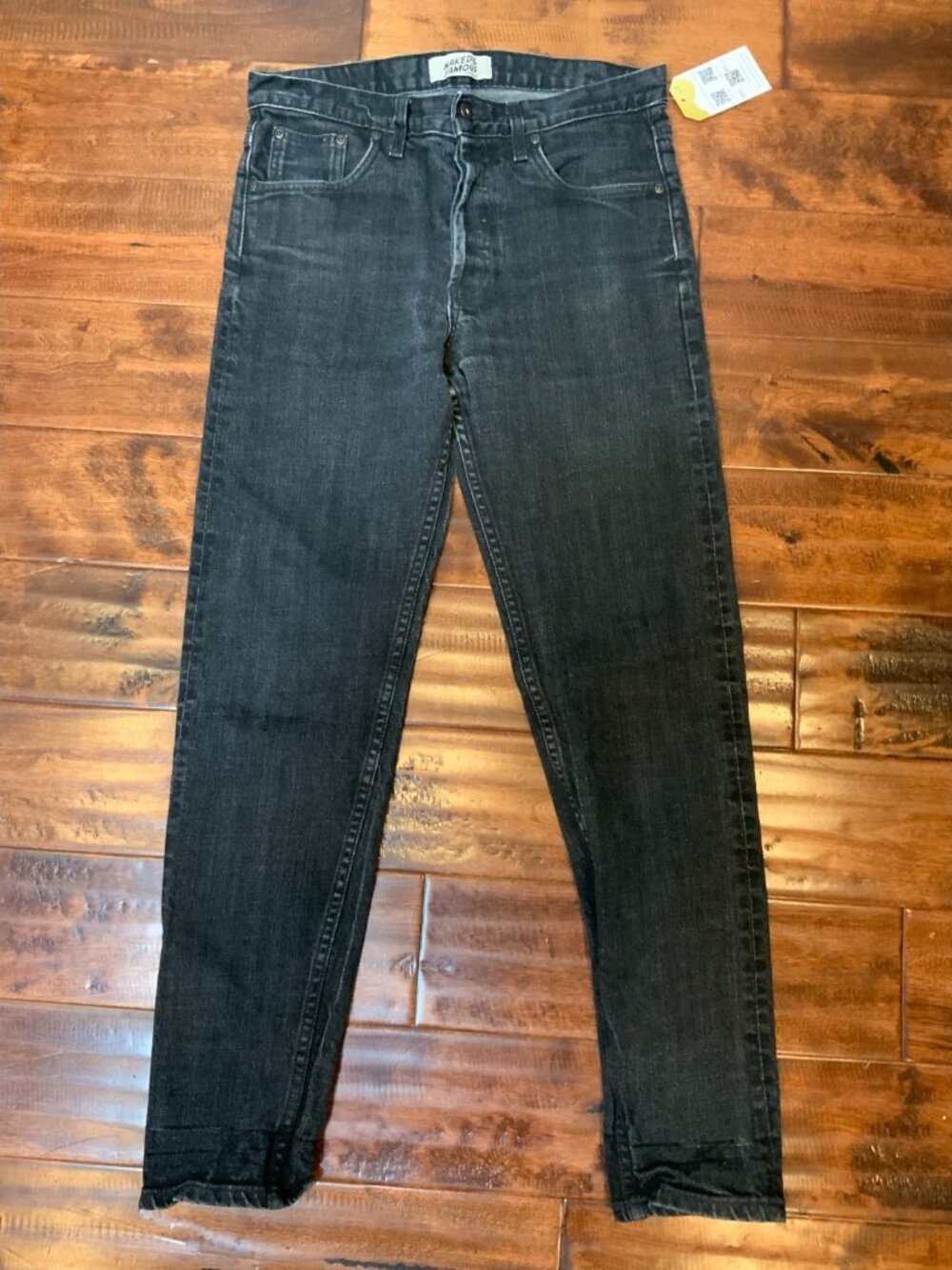 Naked & Famous Black Selvedge Denim Easy Guy Taper Leg Jeans, Size 31
